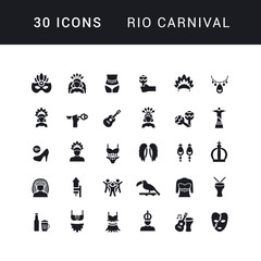 Vector Simple Icons of Rio Carnival