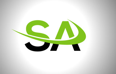 SA Modern Letter Logo Design with Creative Swoosh Vector