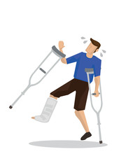 Injured young man slip and fall. Concept of accident or misfortune.