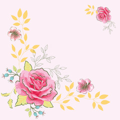 Romantic Rose Bouquet Vector Frame Background 