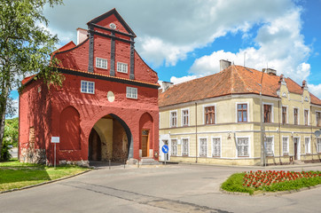The Lidzbarska Gate, the remains of the medieval city fortifications, Bisztynek, Warmia, Poland.