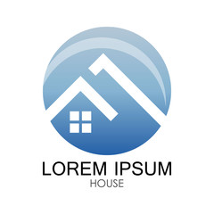house logo in a blue circle, for a company logo or symbol