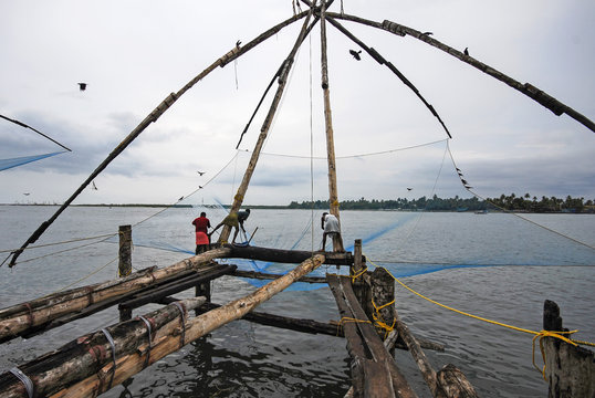 Chinese fishing nets or cheena vala are a type of stationary lift net, located in Fort Kochi in Cochin, India