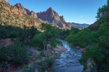 the watchman from parus trail in zion national park, usa