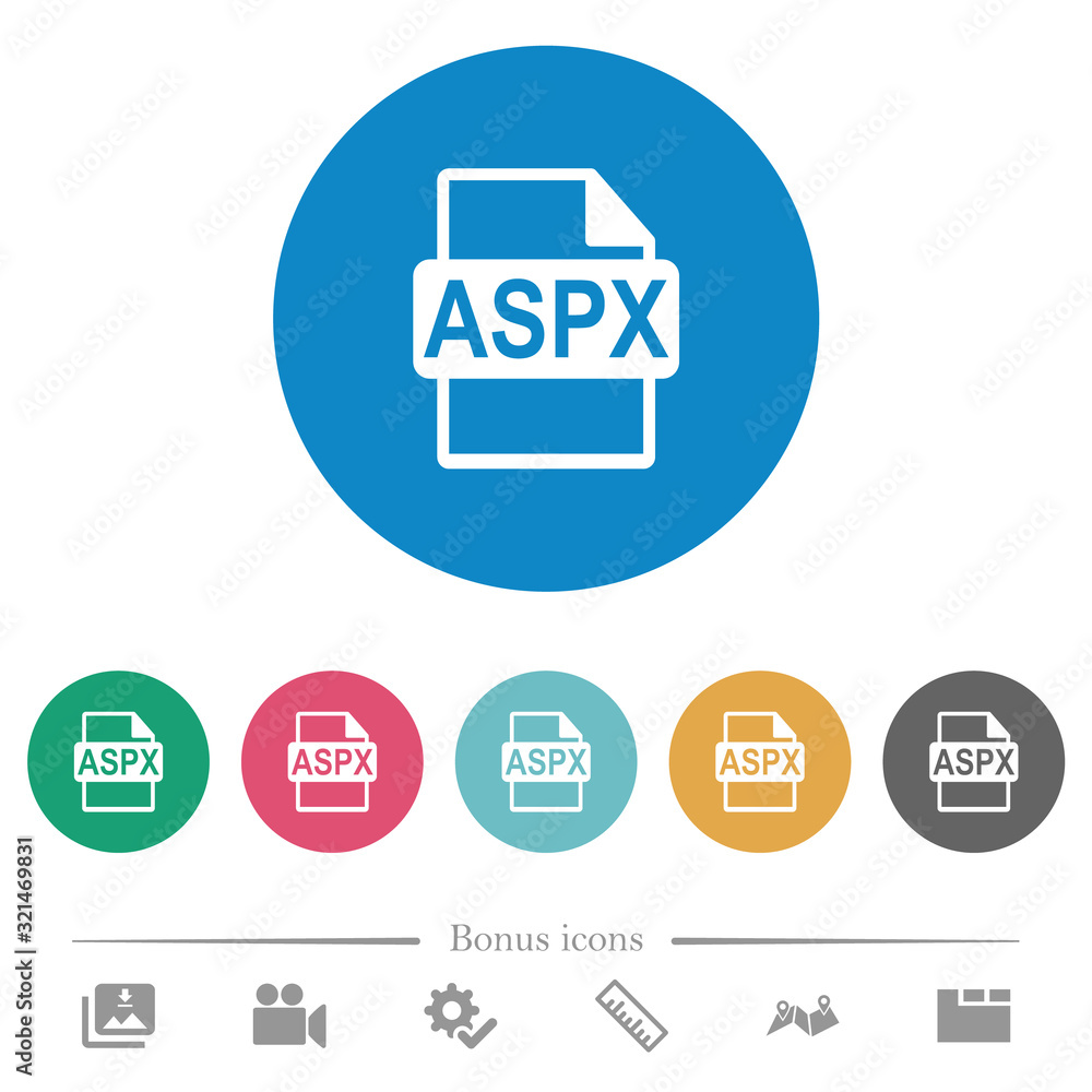 Poster aspx file format flat round icons