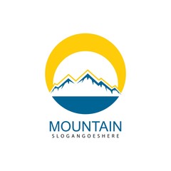 Mountain logo design icon template. Nature mountain expedition vector illustration