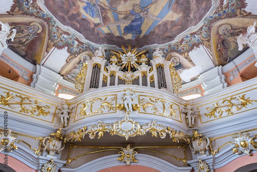 Canvas Prints Pipe organ in Roman Catholic Church of Mother of God, Queen of Families in Lubasz, small town located in West Pomerania region of Poland