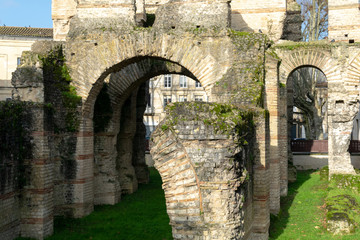Palais Gallien. Ruins of the ancient Roman amphitheater of Bordeaux. New Aquitaine, France, Europe