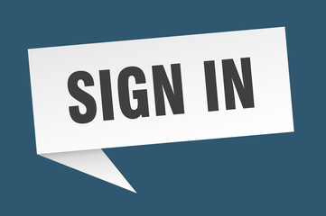 sign in speech bubble. sign in ribbon sign. sign in banner
