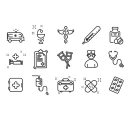 Line icons set of hospital