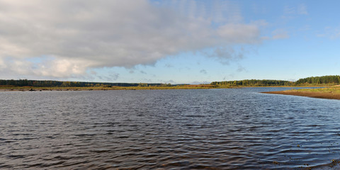 Autumn fishing in Karelia, nature and landscapes of Karelia. Beautiful panorama.