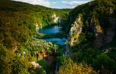 Fototapeta na wymiar Plitvice lakes, Croatia. Beautiful place visited by thousands of tourists every year. 