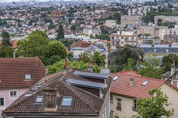 Beautiful Meudon panoramic view taken from Terrace in old castle of Meudon. Municipality of Meudon...