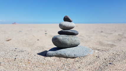 Fototapeta na wymiar Close-up of zen stones at the beach