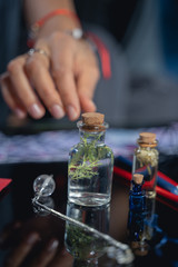 Spiritual healers hand with a protective bracelet