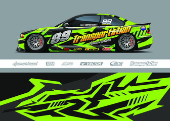 Race car livery design vector. Graphic abstract stripe racing background designs for vinyl wrap, race car, cargo van, pickup truck and adventure. Full vector Eps 10.