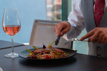 Businessman having lunch