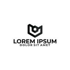 Obraz premium Initial letter V logo template with 3d human geometric symplicity symbol in flat design pictogram illustration
