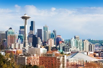 Seattle downtown buildings panorama view from Queen Anne hill, Washington, USA © Sergey Novikov
