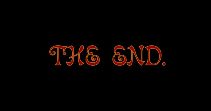 Caption "The End" of the film in a comic cartoon style of with an alpha channel.