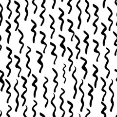 Abstract simple trendy seamless pattern.  Black and white.  Lines, hand drawn in doodle style. Modern textile, packaging, wrapping paper. Monochrome pattern.
