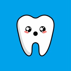 Cartoon of Cute Teeth Character Design, Teeth Icon Illustration Template Vector