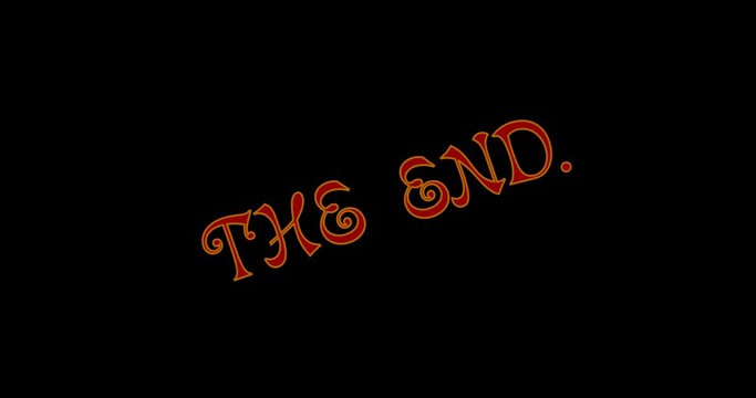 Caption "The End" of the film in a comic cartoon style of with an alpha channel.