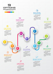 Circle timeline infographic template,Business concept with 9 options,Vector illustration.