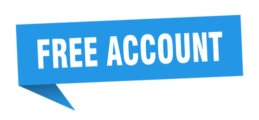 free account speech bubble. free account ribbon sign. free account banner