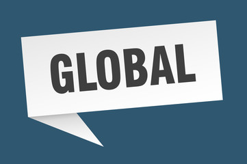 global speech bubble. global ribbon sign. global banner