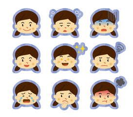 女の子　喜怒哀楽　アイコン　セット