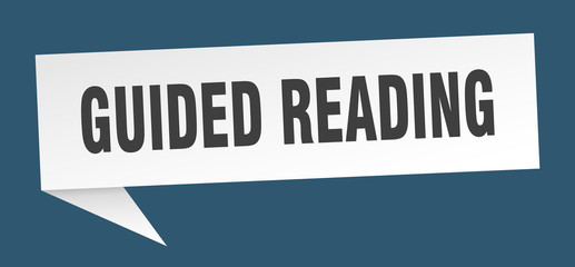 guided reading speech bubble. guided reading ribbon sign. guided reading banner