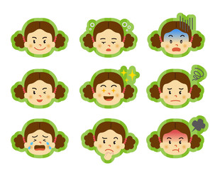 女の子　喜怒哀楽　アイコン　セット