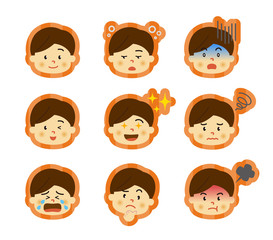 男の子　喜怒哀楽　アイコン　セット