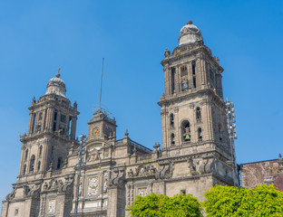 Fototapeta na wymiar Metropolitan cathedral in Mexico city. Details of colonial architecture. Travel photo. Wallpaper or background. Latin america.