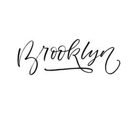 Brooklyn card. Hand drawn brush style modern calligraphy. Vector illustration of handwritten lettering. 