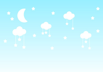 starry sky with stars and moon ideal for baby