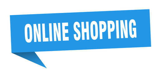 online shopping speech bubble. online shopping ribbon sign. online shopping banner