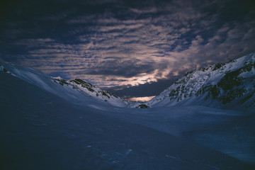 Moon and clouds in the mountain