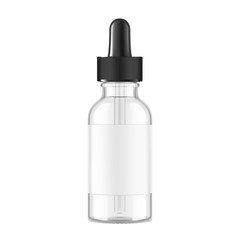 Dropper bottle mockup isolated on white background. Vector illustration. Front view. Сan be used for cosmetic, medical and other needs. EPS10	