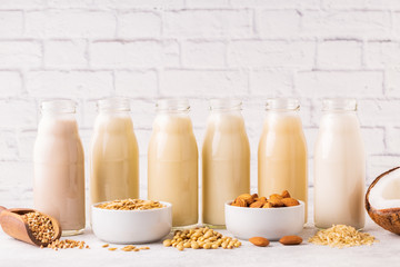 A bottles of alternative  milk and ingredient