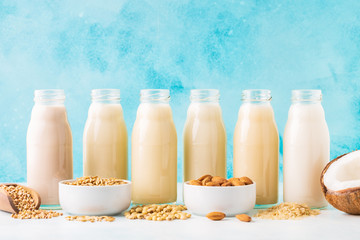 A bottles of alternative  milk and ingredient