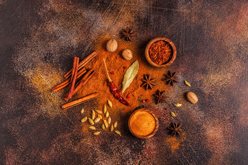 Spices ingredients for cooking. Spices concept.