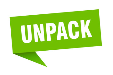 unpack speech bubble. unpack ribbon sign. unpack banner