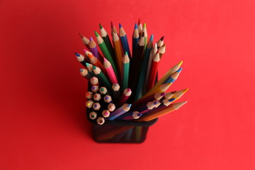 colored wooden pencils to draw