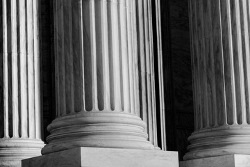 Columns at Supreme Court in Washington DC in Black & White