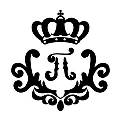 Elegant floral monograms and decorative elements.