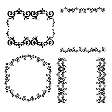 Lace black patterned frame with monograms. Decorative elements