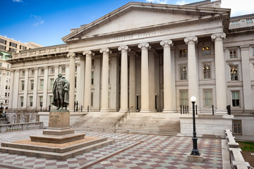 Exterior of United States Department of Treasury - obrazy, fototapety, plakaty