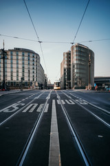 The tramway to the Station Friedrichstra&szlig;e in Berlin
